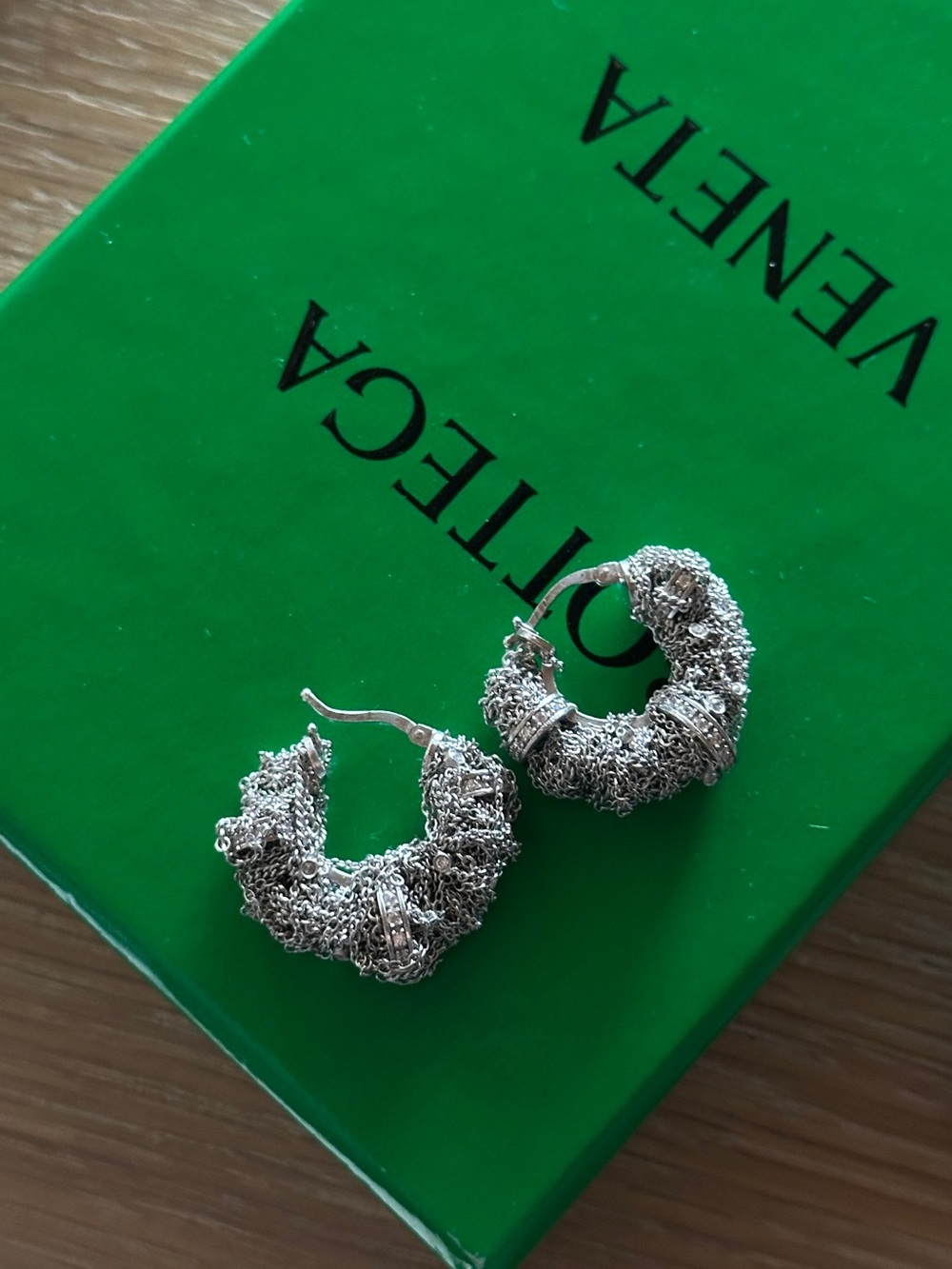 Bottega Veneta Silver Textured Hoop Earrings - Elegant Silver Hoops